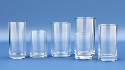 Wall Mural - clear test tubes and flasks filled with liquid are arranged on a table in a laboratory with a calmin