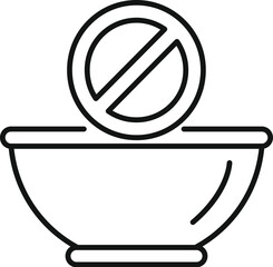 Wall Mural - line icon of a bowl with a forbidden symbol, representing the concept of forbidden food