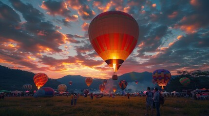 Wall Mural - Hot Air Balloons at Sunset