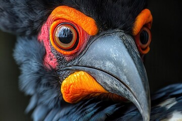 Wall Mural - exotic bird portrait detailed closeup of a palawan hornbill showcasing its unique beak and vibrant plumage sharp focus on the birds expressive eyes