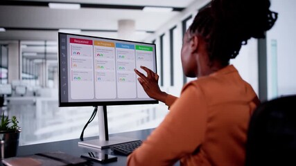 Poster - Kanban Project Management Software On Laptop. Digital Calendar Schedule