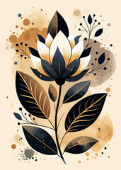 Sticker - A stylized flower with golden-yellow and dark blue petals