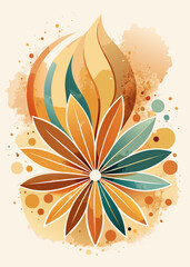 Sticker - A stylized flower with golden-yellow and dark blue petals