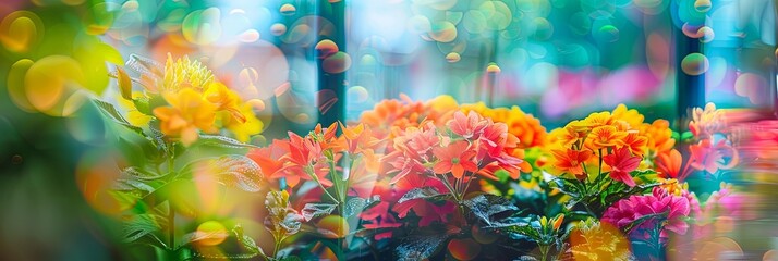 Canvas Print - Vibrant floral double exposure showcasing the captivating beauty and tranquility of nature in the summertime,with a serene and design that evokes a sense of natural wonder and organic elegance.