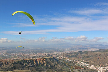 Poster - Paraglider at Cenes in the Sierra Nevada, Spain