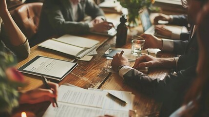 Wall Mural - Business Meeting at a Cafe Table