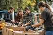 © fotofabrika - Community Volunteers Organizing Donations at a Local Food Drive in Autumn