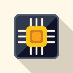 Poster - Microchip processing data with artificial intelligence, symbolizing technological advancement in computer science