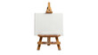 © PNG Kingdom  - A wooden easel with a white canvas on transparent background