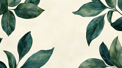 Wall Mural - Abstract background with green leaves in retro style.