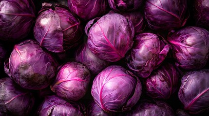 Wall Mural - purple cabbage on a wooden table