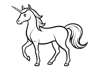 Wall Mural - unicorn coloring page line art silhouette 