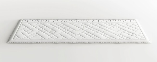 Isolated white quilting ruler on white background, 4K hyperrealistic photo