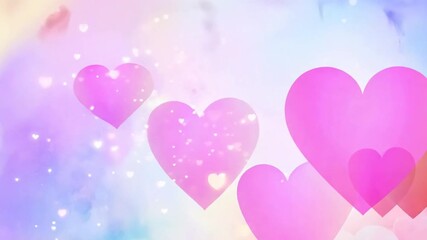 Poster - Colorful white heart wallpaper Watercolor background of Valentine's Day concept