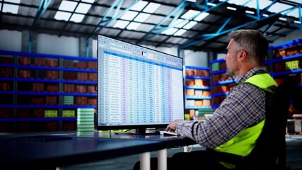 Poster - Warehouse Inventory Management On Office Computer