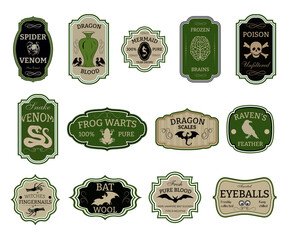 Labels for halloween gift decorating, stickers for sketchbooks and more. Gloomy poison stickers. 