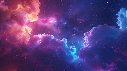 Wall Mural - fantasy starry night sky with blue and purple colors, galaxy and aurora 4k wallpaper
