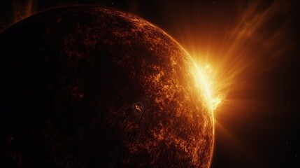 Wall Mural - abstract fiery planet landscapes.