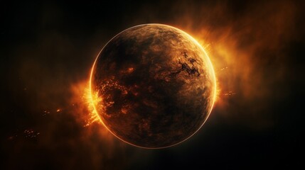 Wall Mural - abstract fiery planet landscapes.