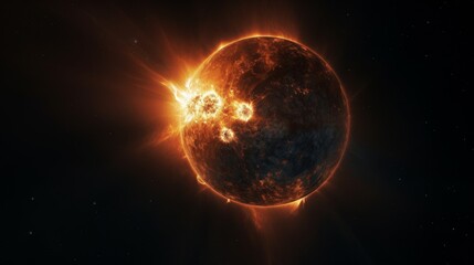 Wall Mural - abstract fiery planet landscapes.