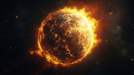 Wall Mural - abstract fiery planet landscapes.