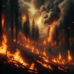 Wall Mural - 
a forest being destroyed by fire 3