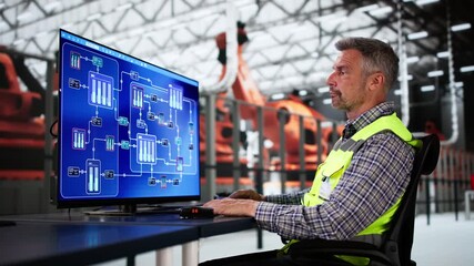 Leinwandbilder - Engineer Operator Using Scada System