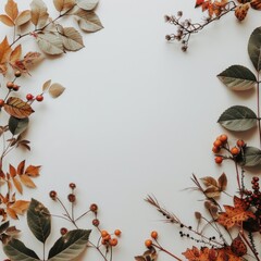 Canvas Print - White Frame Surrounded by Fall Decor