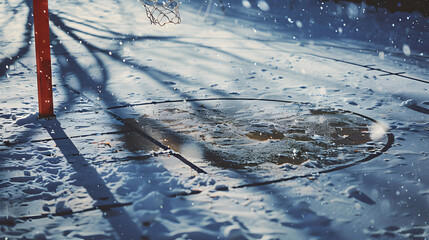 Wall Mural - a basketball court covered in snow