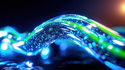 Wall Mural - colorful abstract wave with flowing lights and sparkling effects, creating a dynamic visual represen
