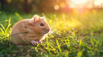 Canvas Print -   Hamster on green grass field