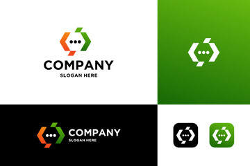 abstract coding logo design vector