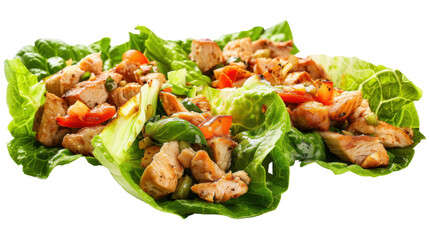 Chicken lettuce wraps on transparent background