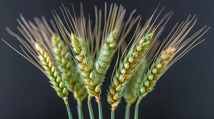 Sticker -   A close-up of wheat stalks on black background with blurred image