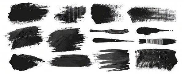 Wall Mural - Various black paint ink brush strokes, brushes and lines. Clean modern illustration elements.