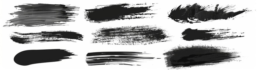 Wall Mural - This set of black watercolor brushes is perfect for your modern designs.