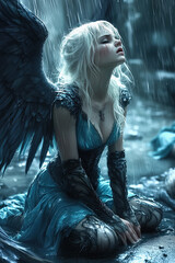 Digital art - Illustration of a female fallen angel