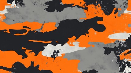 Wall Mural - Dynamic and Colorful Abstract Fluid Design with Orange and Black