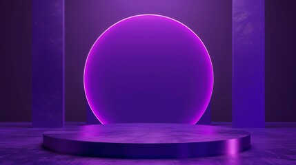 Wall Mural - Purple Podium, Minimal Abstract Background, Modern Web Award Stage, AI Created