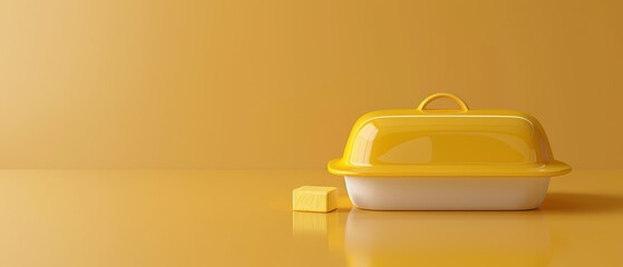 Wall Mural - A yellow and white toaster oven with a white sponge on top of it