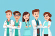 © PixelGallery - Healthcare Heroes in Animation. A vibrant and playful illustration featuring five healthcare professionals with various hair colors and ethnic backgrounds, united in their mission to provide care.