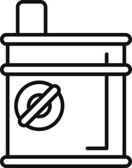 Sticker - Black and white line art of a metal barrel containing flammable liquid with a warning sign, perfect for industrial and safety themes