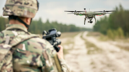 Military Drone Operation in Forest Terrain – Advanced Surveillance Technology in Action