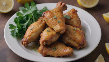 Wall Mural - lemon pepper chicken wings on a plate