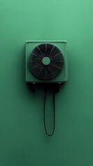 Poster - Minimalist Fan Against Green Wall Background