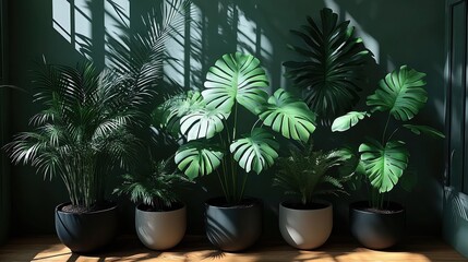 Canvas Print - Lush Green Plants in Stylish Indoor Pots