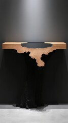 Poster - Artistic Console Table with Black and Wood Design