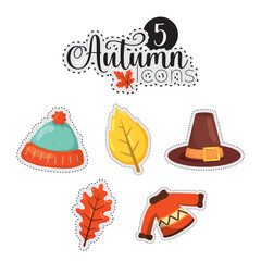 Wall Mural - autumn stickers icons set vector