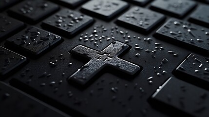 Wall Mural - Keyboard of a computer with a cross on it Conceptual photography : Generative AI