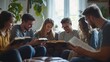 © The Little Hut - A Group of Christian friends are reading and study bible together in home or Sunday school at church with window light devotional concept : Generative AI